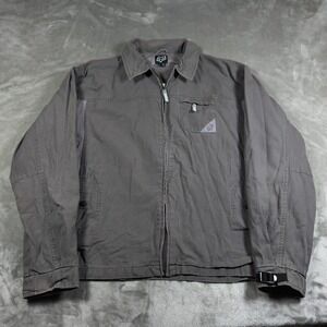 Vintage Fox Racing Moto Jacket Mens XL Gray Full Zip Bomber Work Mechanic Chore